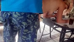 blonde with big ass enjoys rough pool fuck