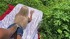 Blonde Sex Toy's Ass Punched with Hand