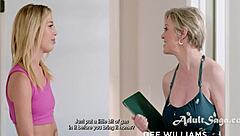 Dee's Webcam Woes When Stepdaughter Peeks at Lesbian Scissoring.