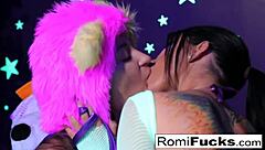 Romi Rain & Dani Share Lesbian Black-Light Fun With Big Tits