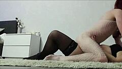 Hot Amateur Couple With Big Asses Fuck Passionately In Stockings And Natural Tits