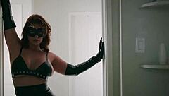 big tits latina la sirena 69 posing in sexy leather lingerie