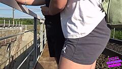 Yo, check this amateur brunette getting pounded outdoors in doggystyle!