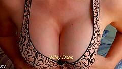 milf shows big natural tits in leopard bra lingerie