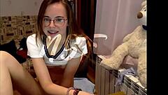 Beautiful Nerd Redhead Performs on Private Camshow