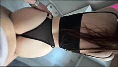 Beautiful Black-Haired Student Receives Cum in Bent Over Blowjob