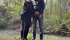 Doggystyle sex in backyard with curvy stepmom