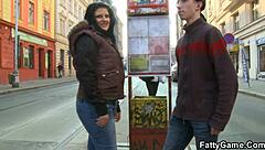 A fat girl picked up a skinny guy from the street and brought him home