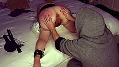 Hairy cunt wife - weekly spanking and four fingers ass fuck