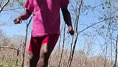 Unusual dancing style, bright and early morning workout