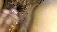 Hot Girl Gets Fingered By Boyfriend On Oiled Hairy Pussy