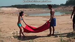 The cute girl has a great pleasure from making love with a guy