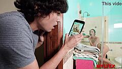 Intense Anal Action As Step-Mom Gets Caught In The Shower By Lucky Boy.