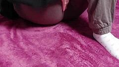 The guy massaged the breasts of a pretty, sexy amateur with oil
