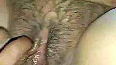 Hot Girl Gets Fingered By Boyfriend On Oiled Hairy Pussy