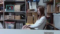 The security guard drilled the cute redhead thief in a hardcore way