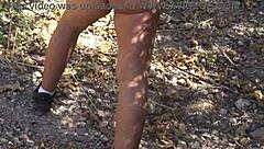 A naked maturewoman was sunbathing when someone watched