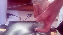 A big bottle was inserted into the tight ass hole