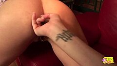 blonde babes add strap-on to lesbian sex riding cowgirl