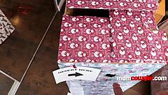 Christmas stepmom rides cock in cowgirl pov