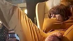 Fine ass tranny uses big dildo intensely