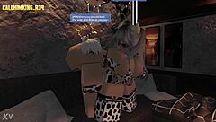 Roblox character riding a cowgirl in the game on full screen