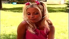 blonde teen enjoys huge cock in park