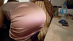 White slut in satin dress pounded doggy style hard!