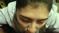 Girlfriend gives quick blowjob, can't let go of my dick in pov