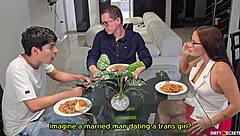 I agreed with my stepson to fuck my wife to keep my transsexual girlfriend quiet.