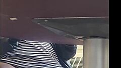 got caught filming wife's upskirt pussy