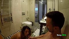 naughty goddess sexydea cleans up after an intense bathroom encounter