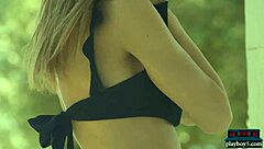 Perky big tits blonde model from europe performs solo striptease