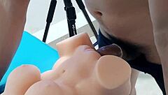 young man tries sex toy as fuck doll roleplay with neighbors