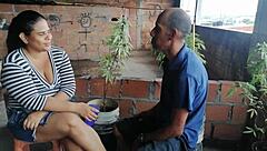 brazilian latina's stepfather wants to fuck her big pussy on the rooftop