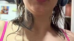 Fucking Stepson's Grandma During Her Online Video Call: Wet Pussy Spreading?