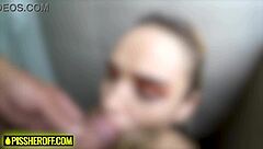 Petite latina teen 18+ pissed on pov while sucking big cock in shower!