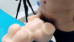 The young guy masturbated with a sex toy, getting another experience
