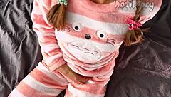 Hey guys, check out this petite teen in pajamas masturbating her wet pussy to orgasm! 😍
