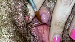 extreme close-up of clitoris in wild edging fetish clip
