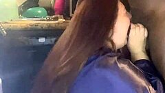 bbw gives sloppy blowjob to big black cock