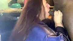 bbw gives sloppy blowjob to big black cock