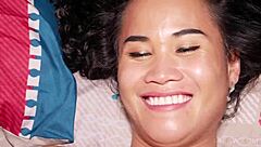 Beautiful green-eyed ladyboy gets barebacked in her asshole, a wild ride!