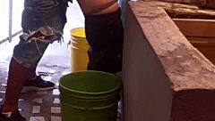 My friend cramps my ass when washing clothes