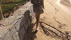 Novinha Flashes Tight Pussy in Public Beach Bikini Dare