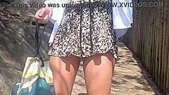 Novinha Flashes Tight Pussy in Public Beach Bikini Dare