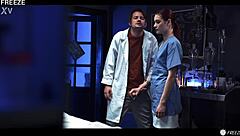 Mad scientist experiments with freezing, sexy lab partner
