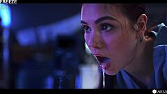 Mad scientist experiments with freezing, sexy lab partner