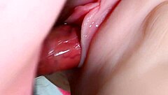 The girl has a lube in her pussy, watch how it works