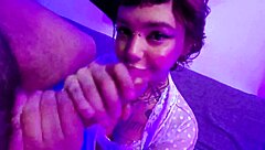 Cute alt teen fucks lucky guy, mouth filled with creamy cum